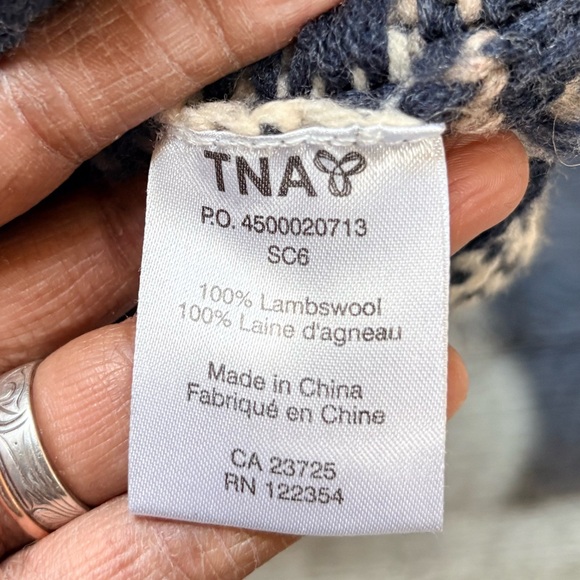 TNA/Aritzia | "Sea To Sky" Lambswool Deer Knit Zip Sweater - Women's S/M, Blue - Picture 5 of 7